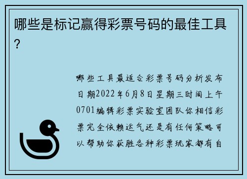 哪些是标记赢得彩票号码的最佳工具？